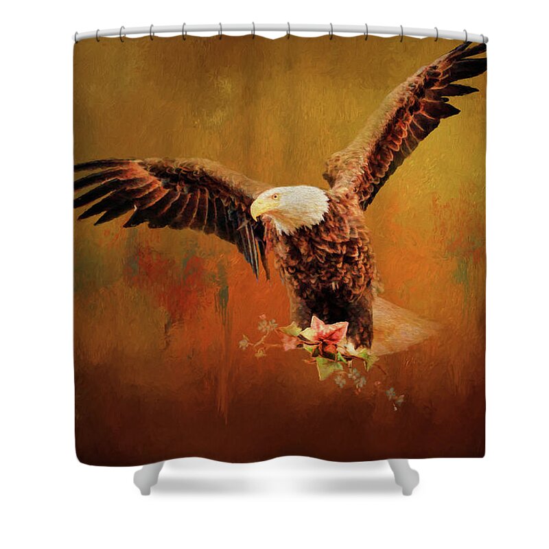 Autumn Shower Curtain featuring the digital art Autumn Is Coming by Theresa Campbell