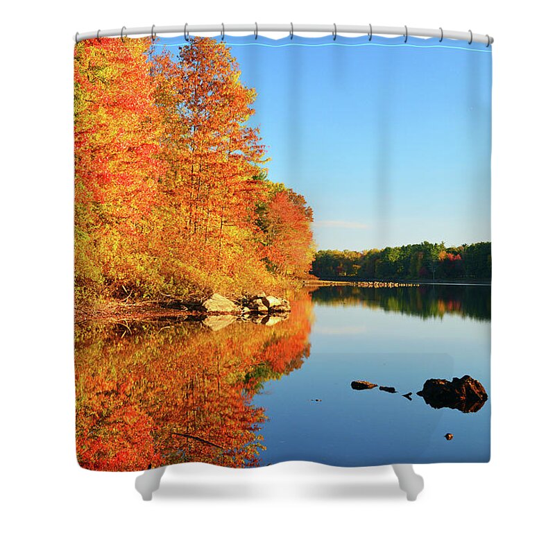 Greenwich Shower Curtain featuring the photograph Autumn Lake by James Kirkikis