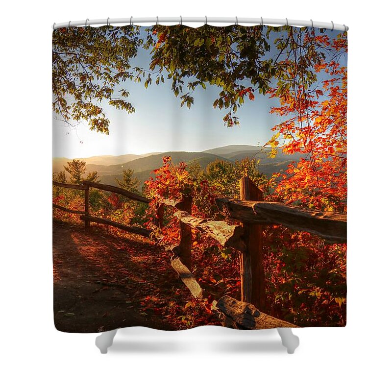 Autumn Landscape From Cataloochee In The Great Smoky Mountains National Park Shower Curtain featuring the photograph Autumn Landscape from Cataloochee in the Great Smoky Mountains National Park by Carol Montoya