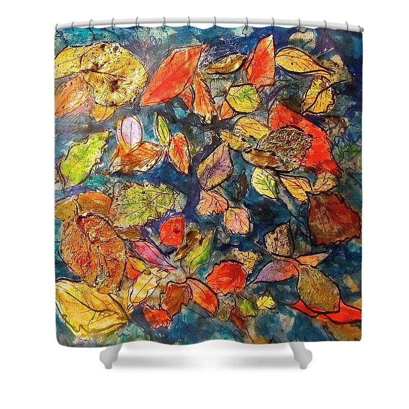 Leaves Shower Curtain featuring the mixed media Autumn Leaves by Barbara O'Toole