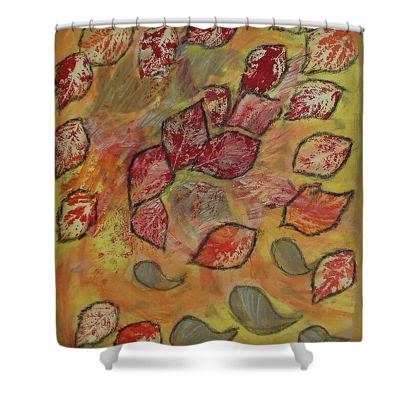 Autumn Leaves Shower Curtain featuring the painting Autumn Leaves by Pilbri Britta Neumaerker