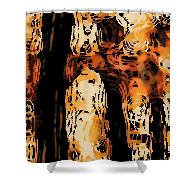 Digital Clone Painting Shower Curtain featuring the digital art Autumn Maples by Tim Richards