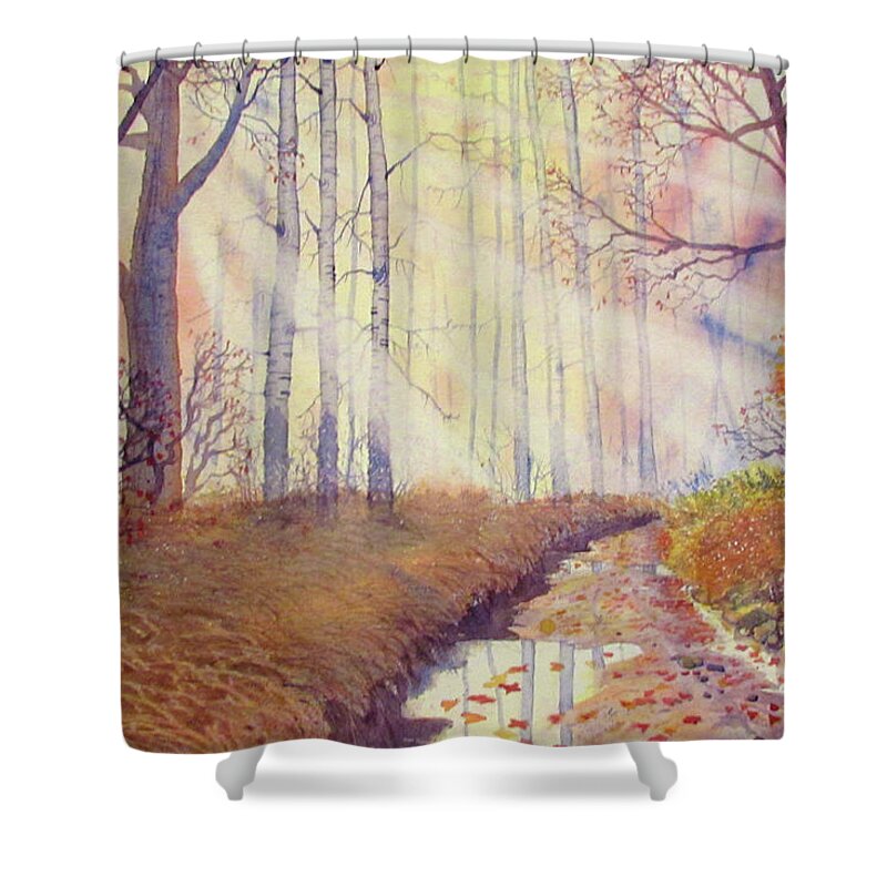 Glenn Marshall Shower Curtain featuring the painting Autumn Memories by Glenn Marshall