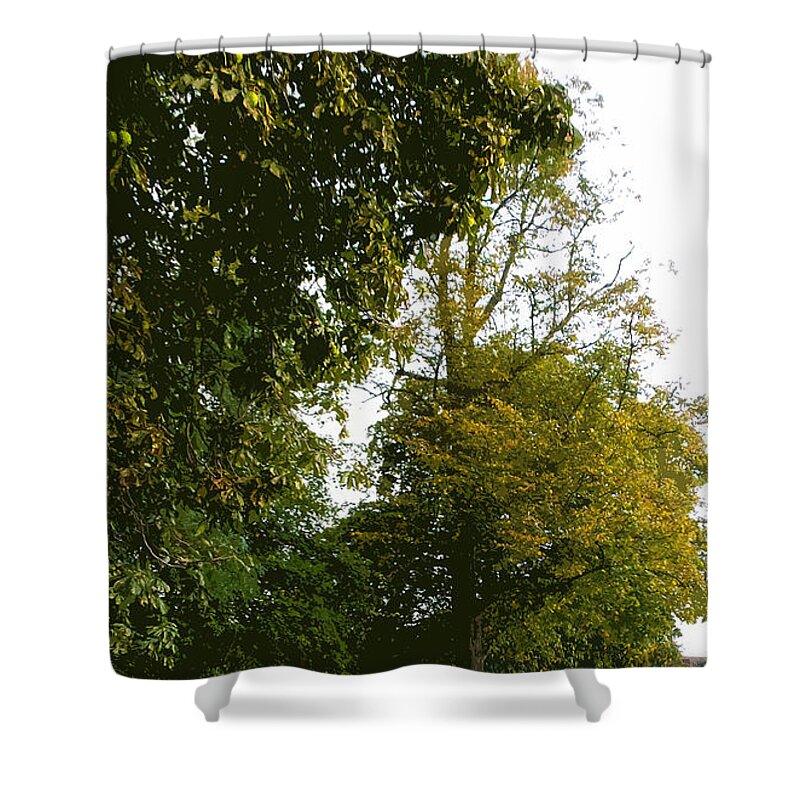 Nature Shower Curtain featuring the digital art Autumn Park by Francesca Mackenney
