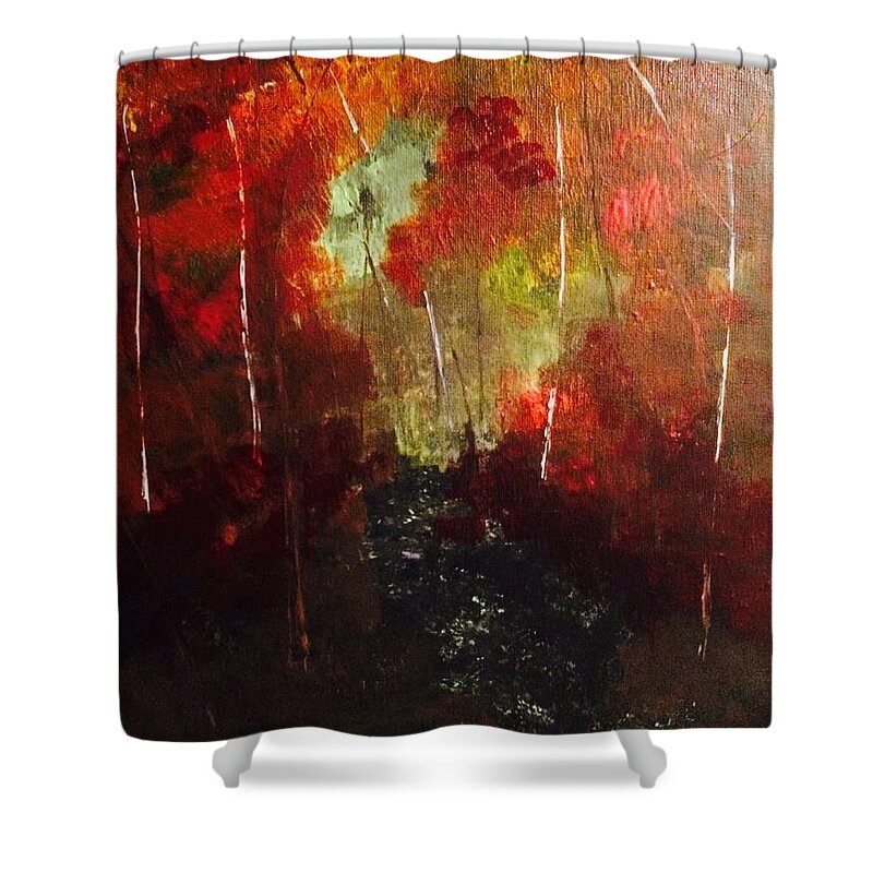 Path Shower Curtain featuring the painting Sunset Trail by Denise Tomasura