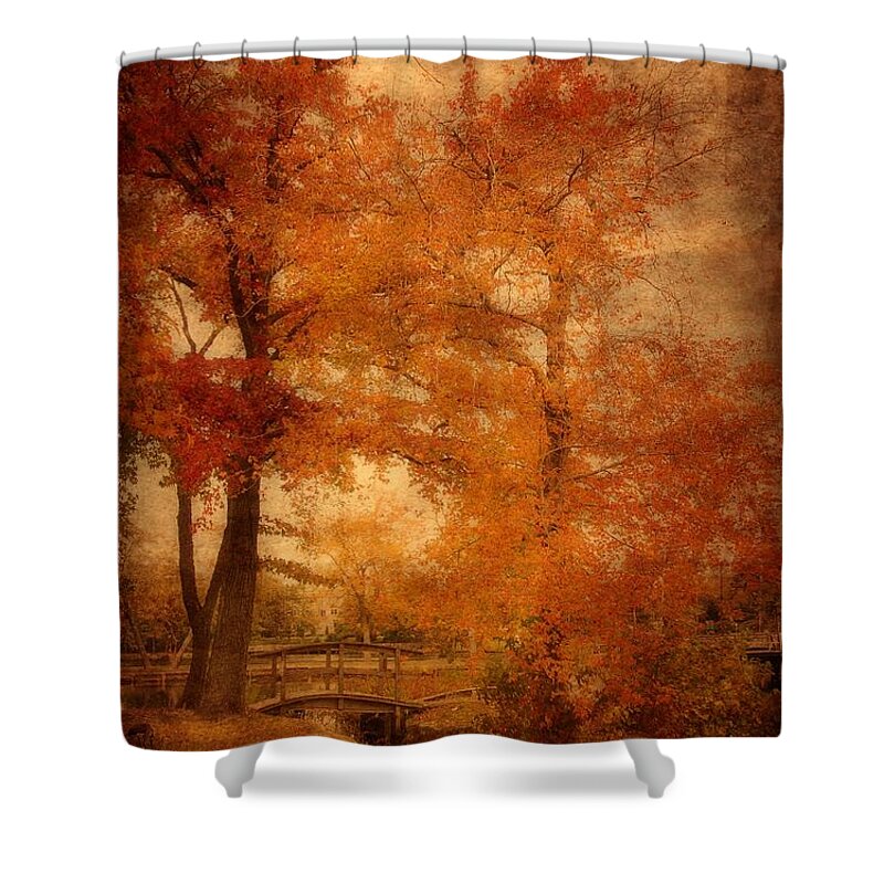 Autumn Landscapes Shower Curtain featuring the photograph Autumn Tapestry - Lake Carasaljo by Angie Tirado