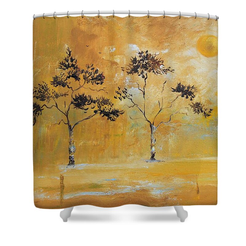 Alicia Maury Prints Shower Curtain featuring the painting Autumn Trees by Alicia Maury