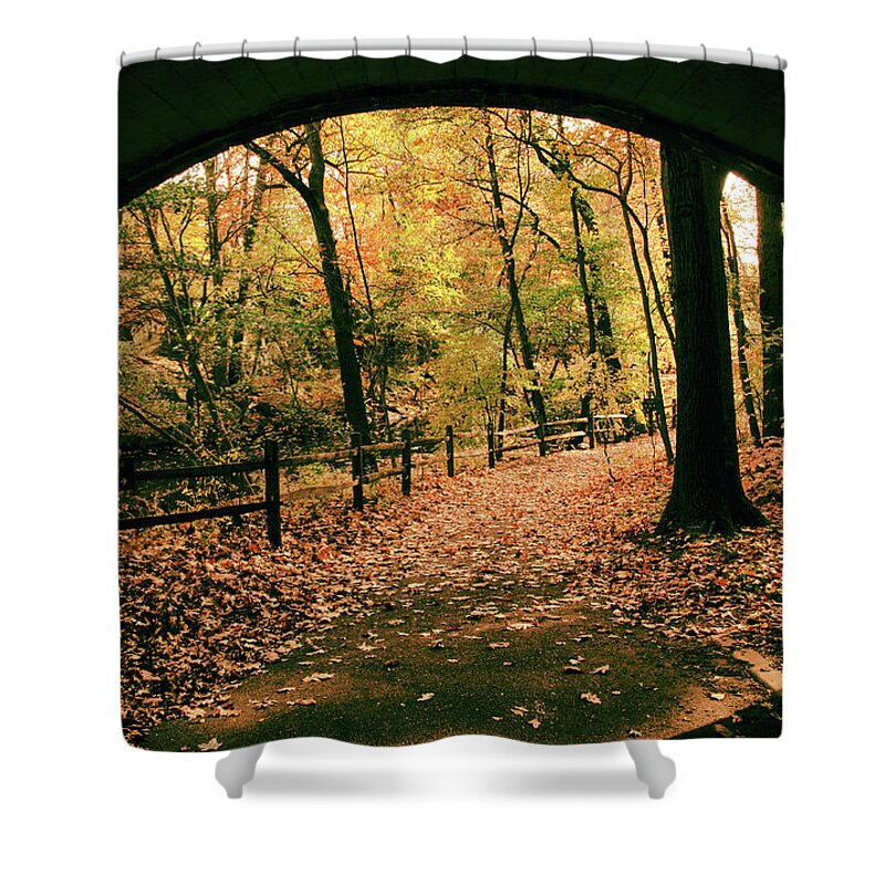 Tunnel Shower Curtain featuring the photograph Autumn Tunnel Vision by Jessica Jenney
