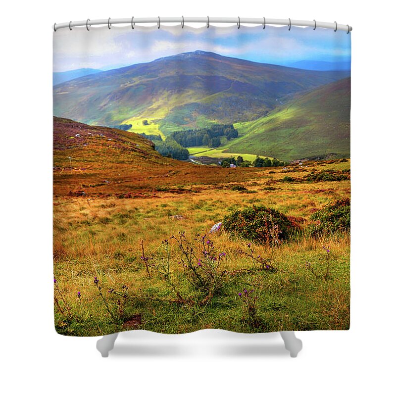 Jenny Rainbow Fine Art Photography Shower Curtain featuring the photograph Autumnal Hills. Wicklow. Ireland by Jenny Rainbow