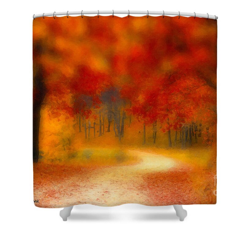 Autumn Shower Curtain featuring the painting Autumn's Promise by Chris Armytage