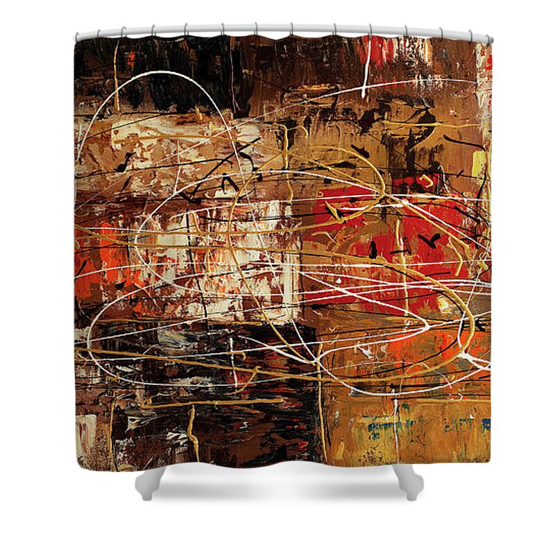 Abstract Art Shower Curtain featuring the painting Avant Garde by Carmen Guedez