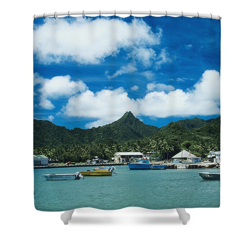 Avarua Shower Curtain featuring the photograph Avarua Harbor by Bob Abraham - Printscapes