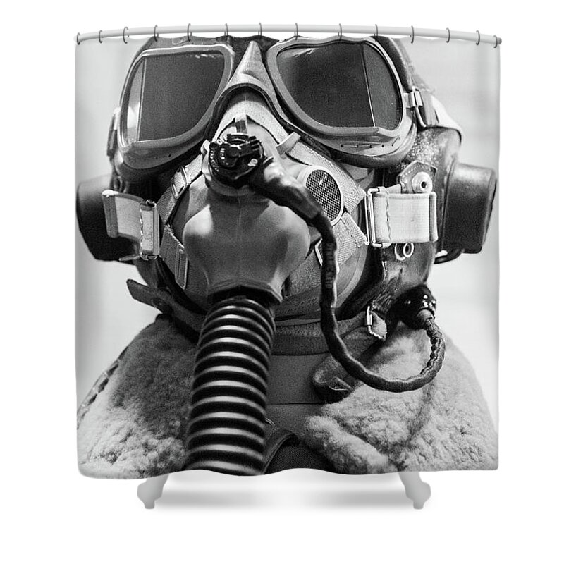 Wwii Shower Curtain featuring the photograph Aviator Oxygen Mask by SR Green