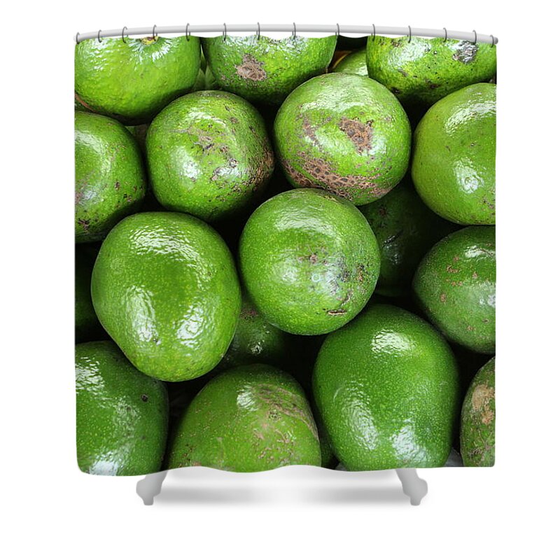 Food Shower Curtain featuring the photograph Avocados 243 by Michael Fryd
