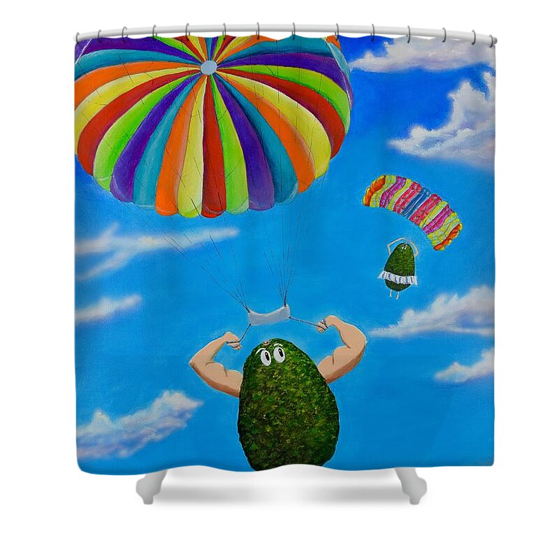 Avocado Shower Curtain featuring the painting Avocado's from Heaven by Mary Scott