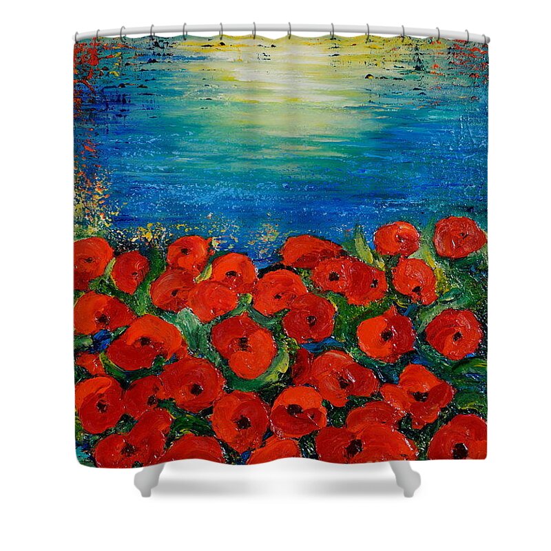 Poppies Shower Curtain featuring the painting Life Is Like A Poem by Teresa Wegrzyn