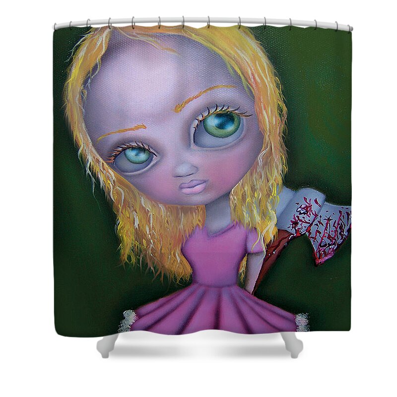 Ax Shower Curtain featuring the painting Ax Girl by Abril Andrade