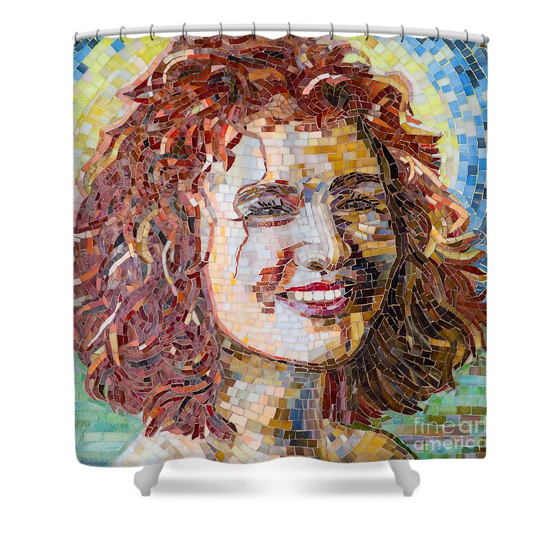 Young Shower Curtain featuring the mixed media Ayala by Adriana Zoon