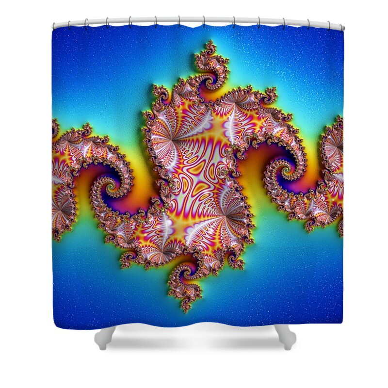 Abstract Shower Curtain featuring the digital art Azimuth by Manny Lorenzo
