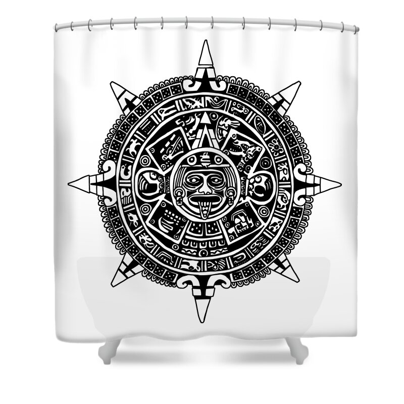 Aztec Shower Curtain featuring the digital art Aztecs Calendar by Piotr Dulski