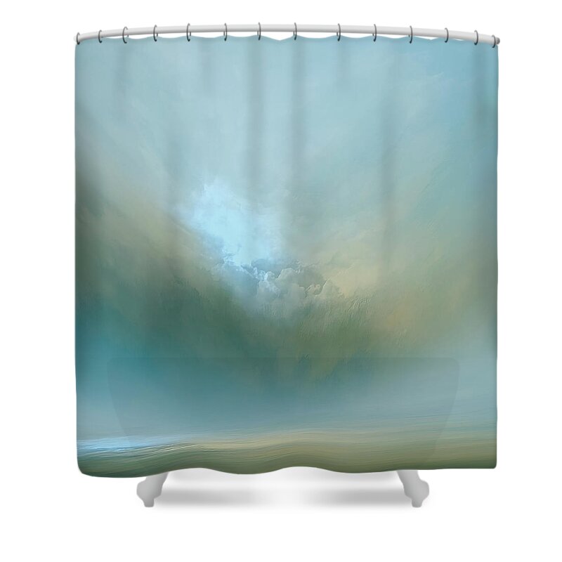 Lc Bailey Shower Curtain featuring the mixed media Azure Mist by Lonnie Christopher