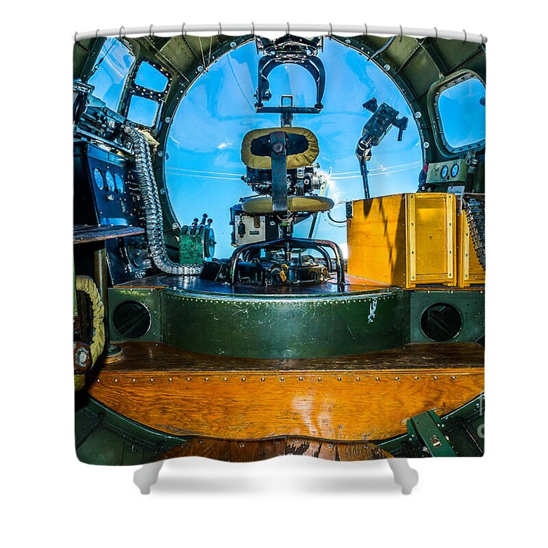 Cape Shower Curtain featuring the photograph B-17 Bombardier by Nick Zelinsky Jr