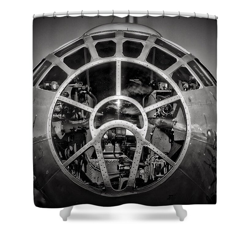 Black And White Shower Curtain featuring the photograph B-29 by Richard Gehlbach