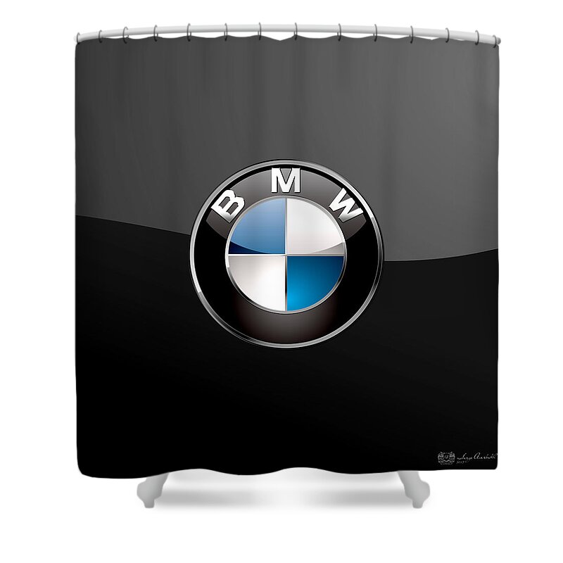 �wheels Of Fortune� Collection By Serge Averbukh Shower Curtain featuring the photograph B M W 3 D Badge on Black by Serge Averbukh