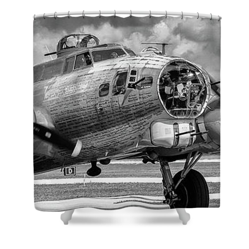 B-17 Shower Curtain featuring the photograph B17 Red Tail by Chris Smith