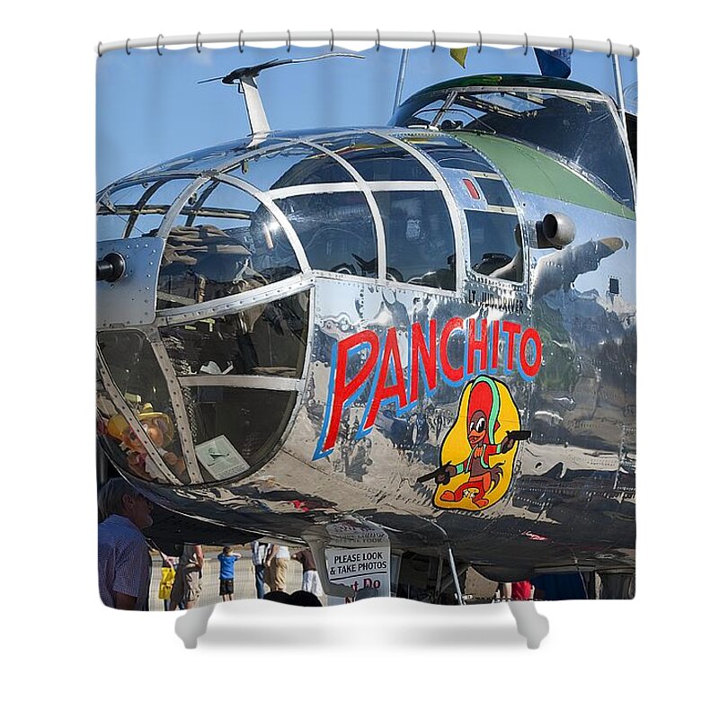 Airplane Shower Curtain featuring the photograph B25 by Kenneth Albin