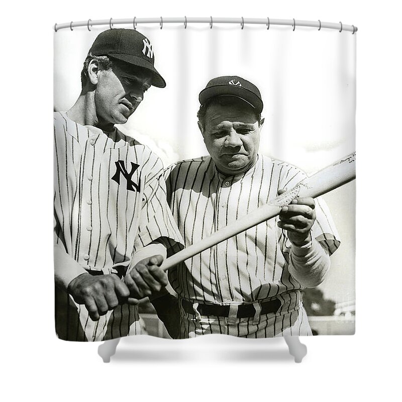 Babe Ruth Shower Curtain featuring the photograph Babe Ruth and Lou Gehrig by Jon Neidert