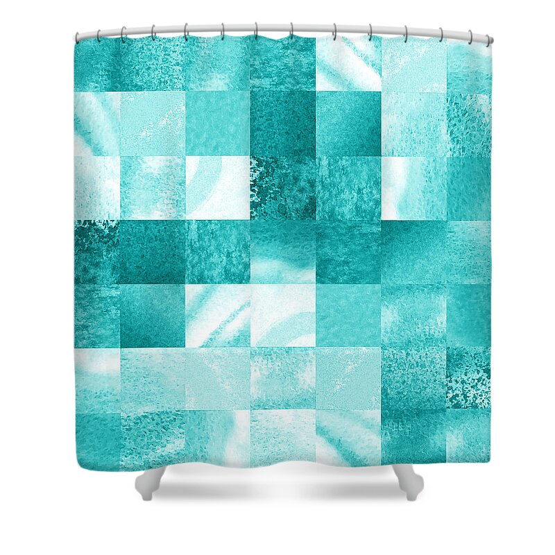 Blue Shower Curtain featuring the painting Baby Blue Marble Quilt I by Irina Sztukowski