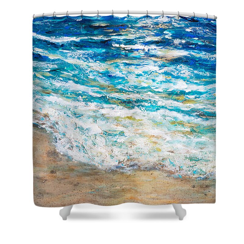 Sea Turtle Shower Curtain featuring the painting Baby Sea Turtles IV by Linda Olsen