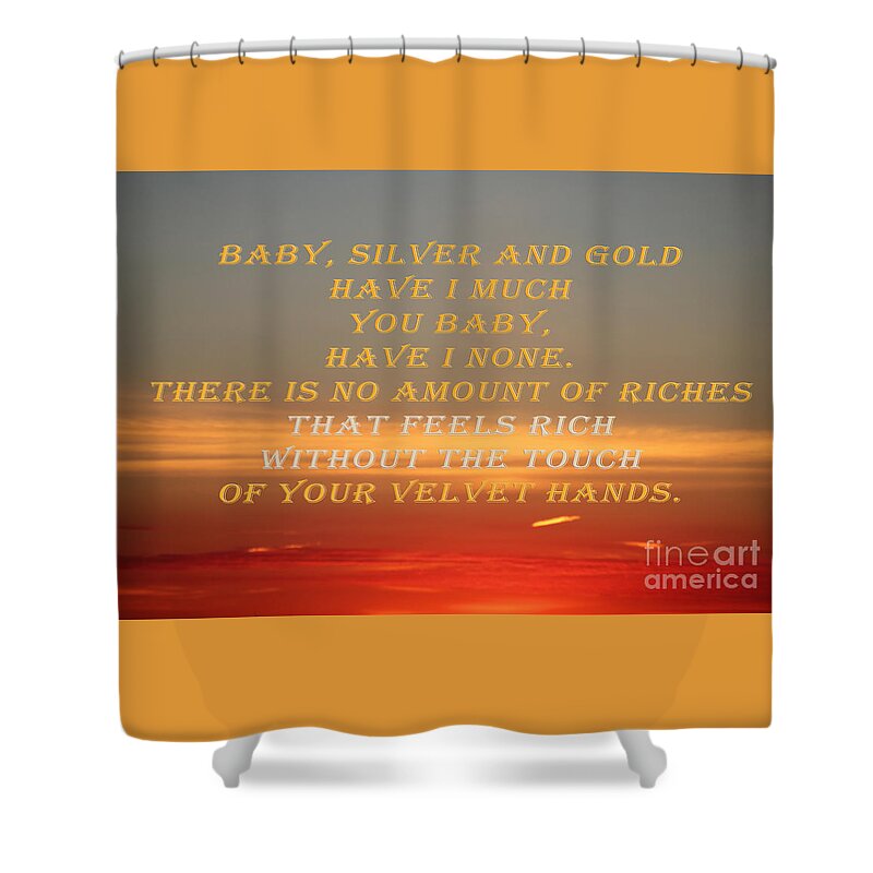 God's Love Notes Shower Curtain featuring the photograph Baby Silver and Gold Have I by Donna L Munro