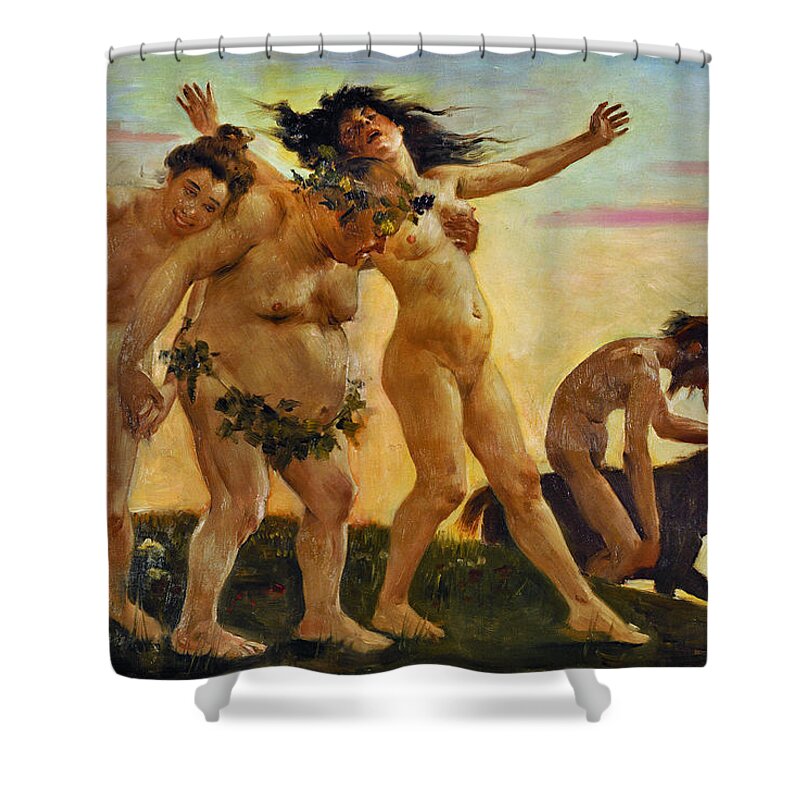 Lovis Corinth Shower Curtain featuring the painting Baccants Returning Home by Lovis Corinth