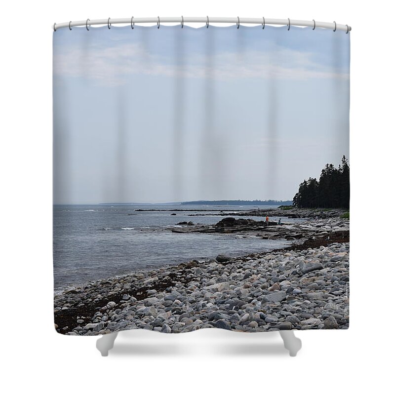 Sky Shower Curtain featuring the photograph Back Beach by Barrie Stark