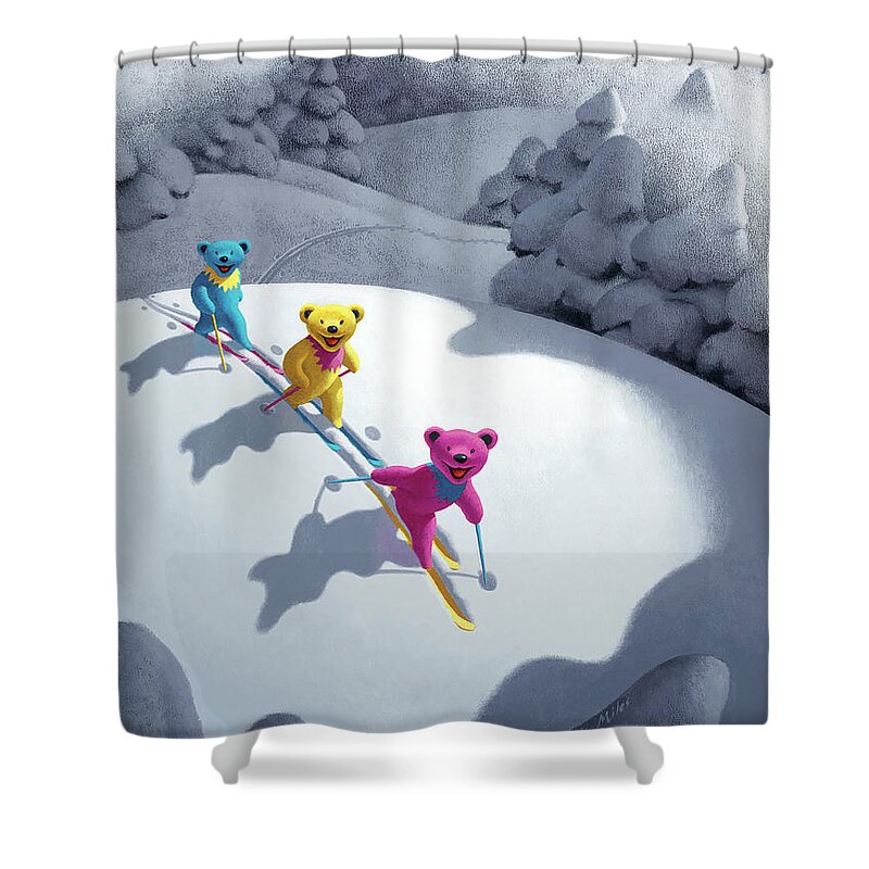 Bears Shower Curtain featuring the painting Back Country Bears by Chris Miles