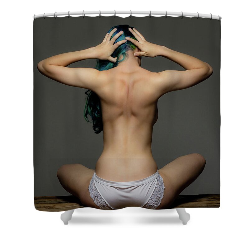  Boudoir Shower Curtain featuring the photograph Back Muscles by La Bella Vita Boudoir