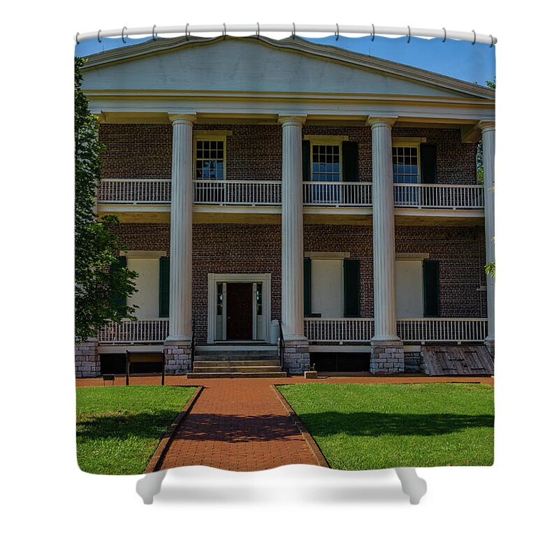 Antebellum Shower Curtain featuring the photograph Back Porch - The Hermitage by James L Bartlett