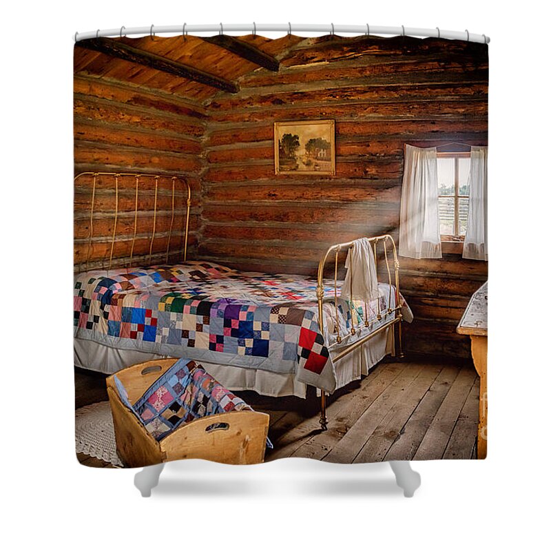 Back To The Basics Bedroom Shower Curtain featuring the photograph Back to the Basics Bedroom by Priscilla Burgers