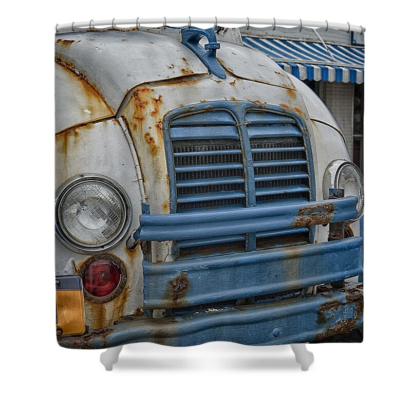 Divco Shower Curtain featuring the photograph Badly Bruised DivCo by Guy Whiteley