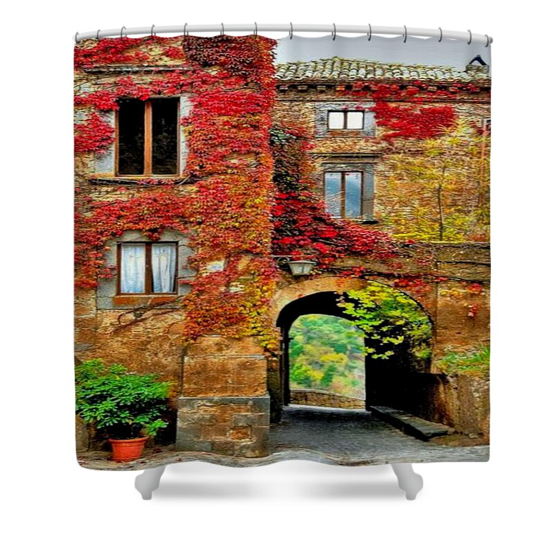  Shower Curtain featuring the photograph Bagnoregio Italy by Digital Art Cafe