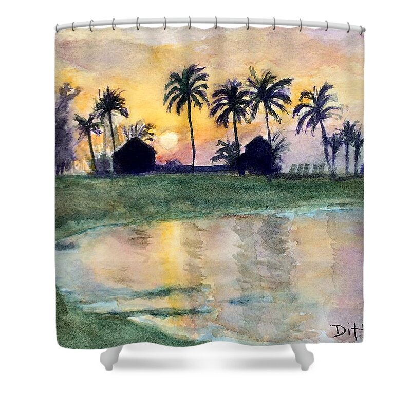 Palm Trees Shower Curtain featuring the painting Bahama Palm Trees by Chrissey Dittus