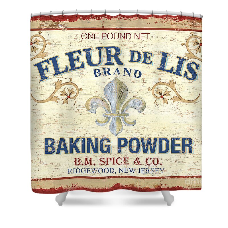 Baking Powder Shower Curtain featuring the painting Baking Powder Fleur de Lis by Debbie DeWitt