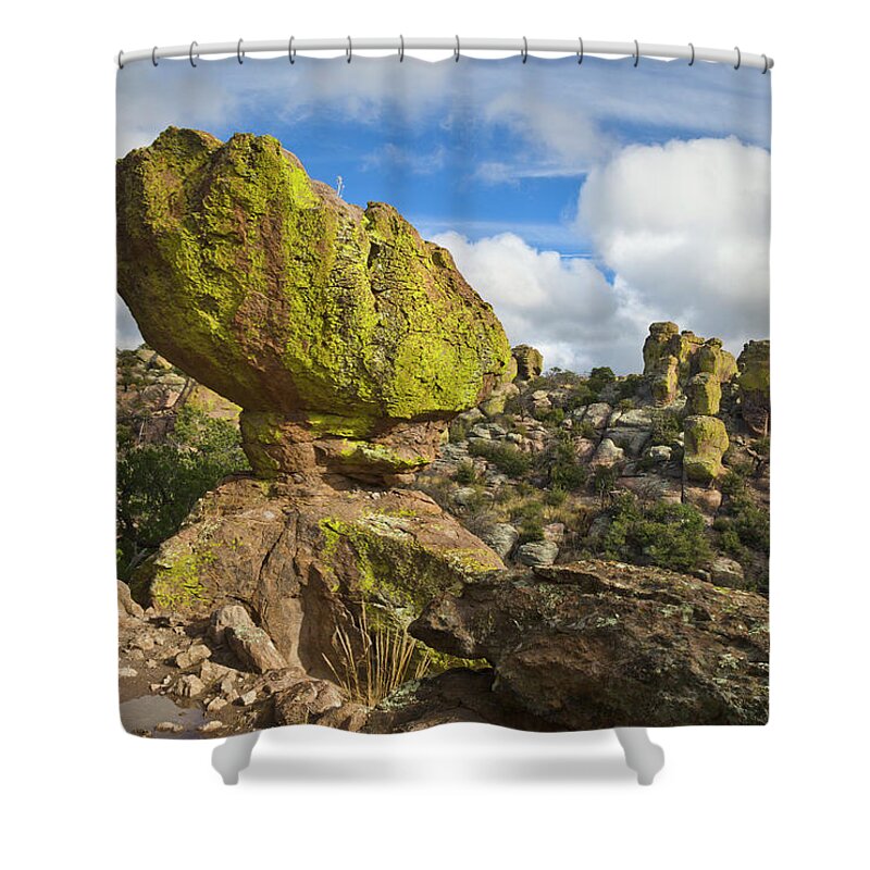 00559301 Shower Curtain featuring the photograph Balanced Rock Formation by Yva Momatiuk John Eastcott