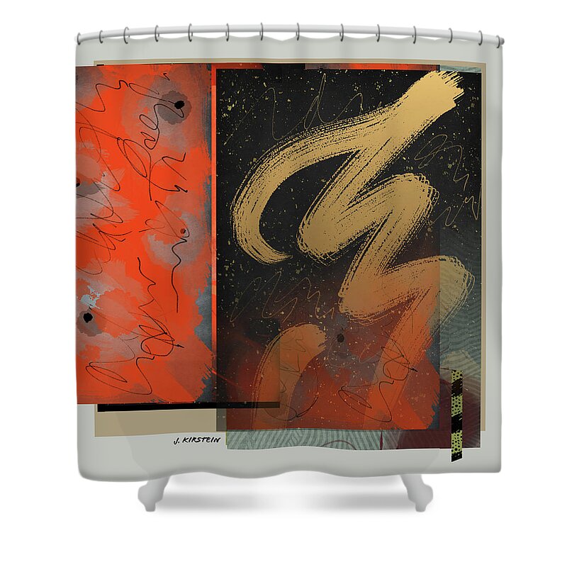 Framed Prints Shower Curtain featuring the digital art Balancing Act 5 by Janis Kirstein