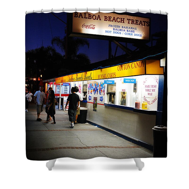 Balboa Shower Curtain featuring the photograph Balboa Pier Nghts by James Kirkikis