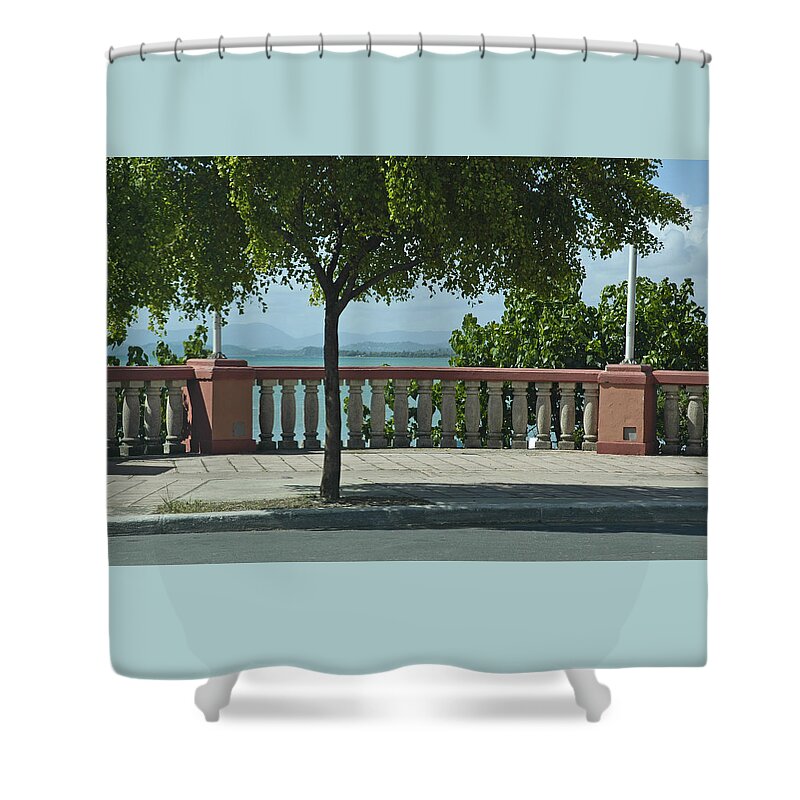 Landscape Shower Curtain featuring the photograph Balcony on the beach in Naguabo Puerto Rico by Tito Santiago
