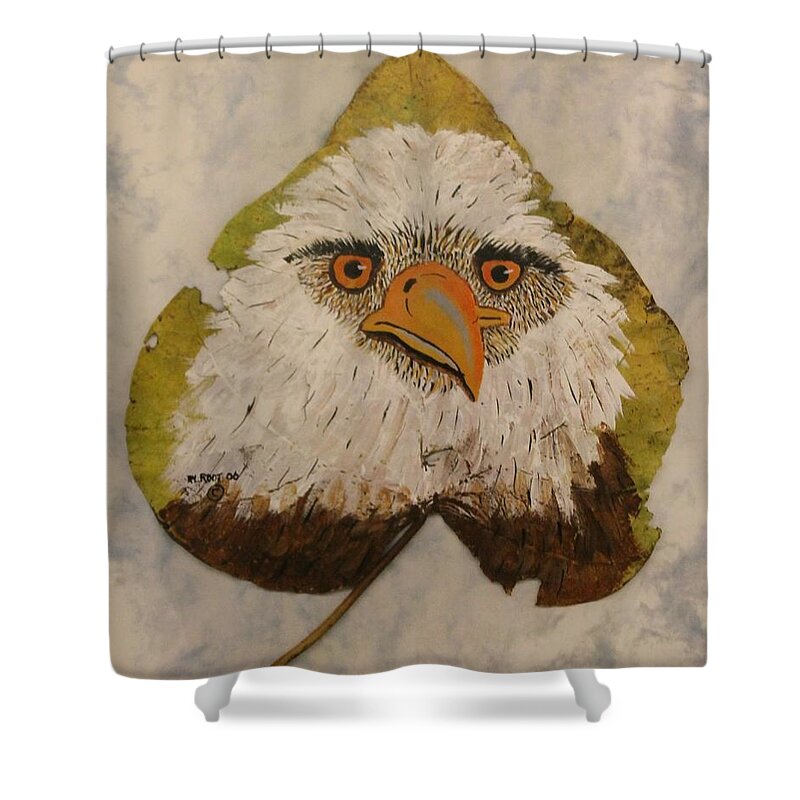 Bird Shower Curtain featuring the painting Bald Eagle Front view by Ralph Root