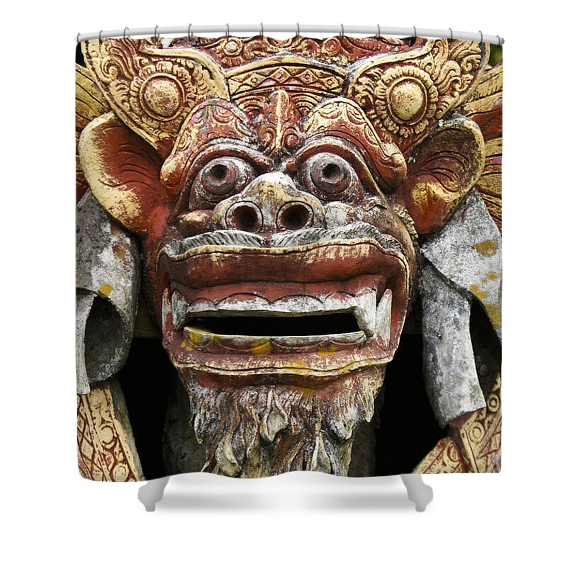 Asia Shower Curtain featuring the photograph Balinese Temple Guardian by Michele Burgess